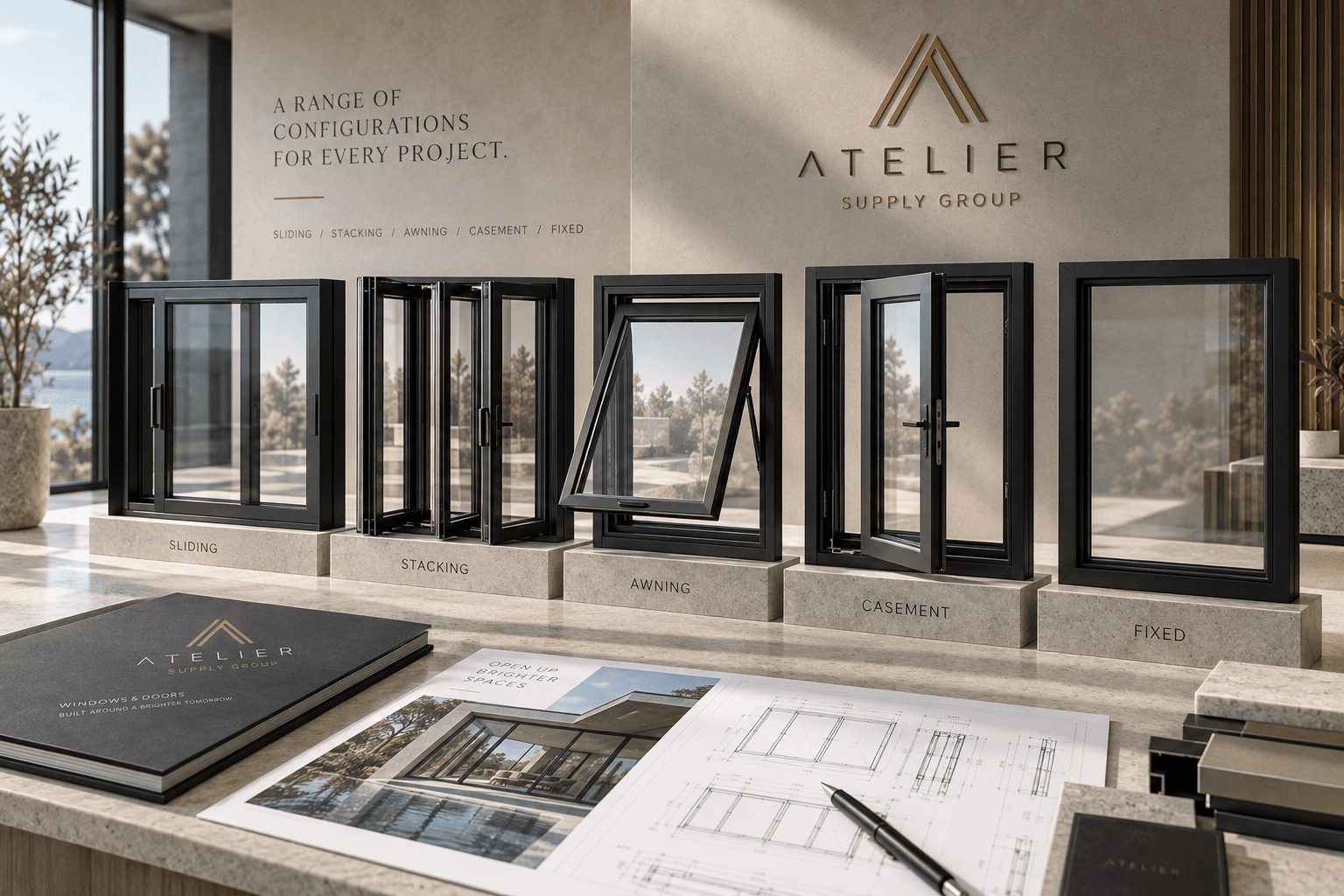 Sliding, stacking, awning, casement and fixed configurations